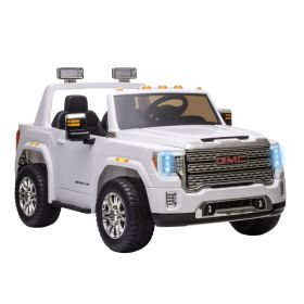 12V Battery Kids GMC Sierra HD Ride On Toy With Remote Control, Bright Headlights & Working Suspension - White (Option: White)