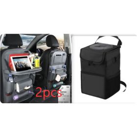 PU Leather Car Storage Bag Multifunction Seat Back Tray Hanging Bag Waterproof Car Organizer Automotive Interior Accessories (Option: Set3)