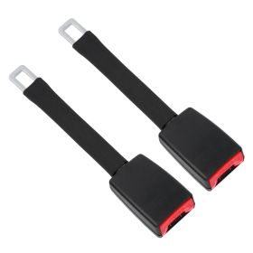 2Pcs Car Seat Belt Extender 9in Buckle Tongue Webbing Extension Safety Belt Auto Belt Clip Lengthening (Option: Black)